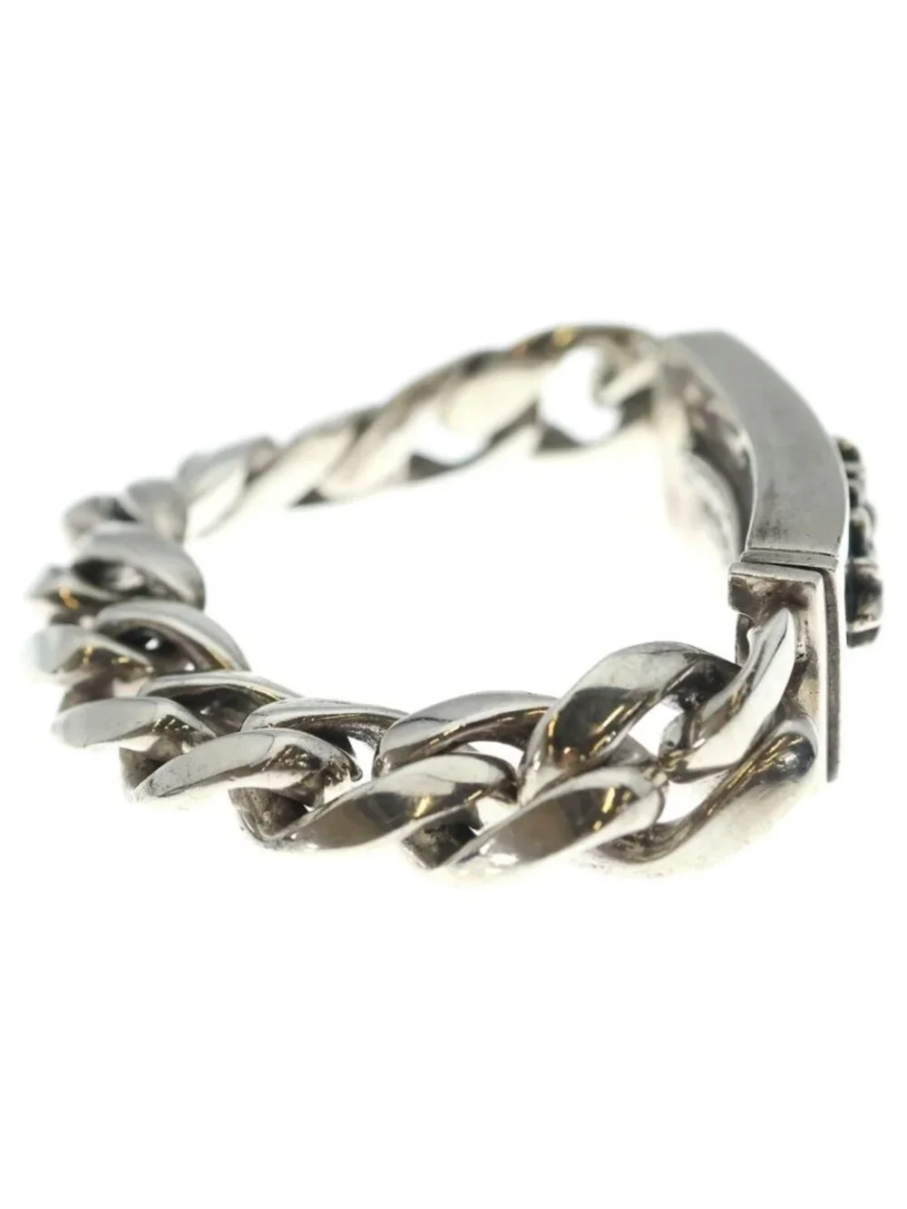 Chrome Hearts ID Floral Crs Cross ID Classic Link Bracelet Silver